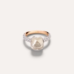 Ring Nudo Classic - Roségold 18kt, Weißgold 18kt, Weißer Topas, Diamant