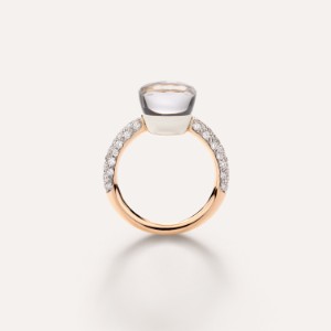 Bague Nudo Classic - Or Rose 18kt, Or Blanc 18kt, Topaze Blanche, Diamant