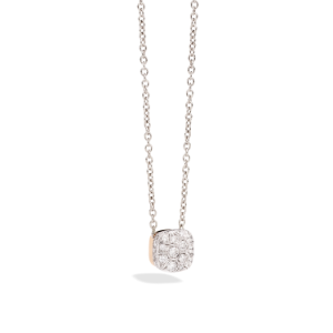 Pendant With Chain Nudo - Rose Gold 18kt, White Gold 18kt, Diamond