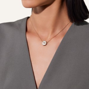 Collar Con Colgante Pom Pom Dot - Oro Rosa 18kt, Madre Perla, Diamante, Malachita