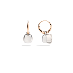 Boucles D’oreille Nudo Petites - Or Rose 18kt, Or Blanc 18kt, Topaze Blanche