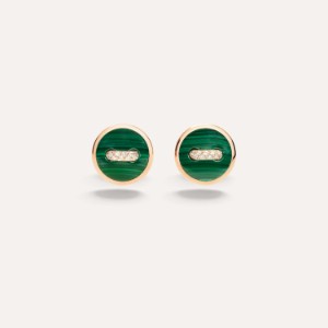 Pom Pom Dot Earrings - Rose Gold 18kt, Diamond, Malachite