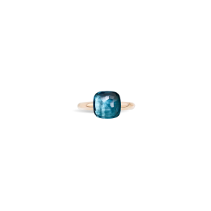반지 누도 클래식 - 로즈골드 18kt, 화이트골드 18kt, 블루 런던 토파즈