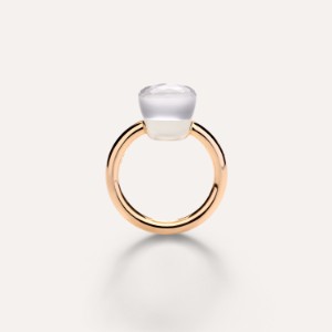 Ring Nudo Gelé - Rose Gold 18kt, White Gold 18kt, White Topaz, Mother-of-pearl
