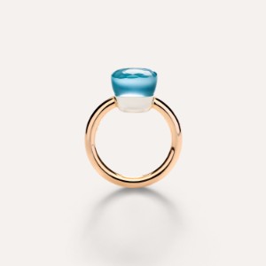 Ring Nudo Gelé - Rose Gold 18kt, White Gold 18kt, Blue Topaz, Mother-of-pearl, Turquoise