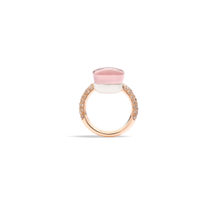 Nudo Maxi Ring - Rose Gold 18kt, White Gold 18kt, Rose Quartz, Brown Diamond