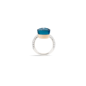Nudo Maxi Ring - Rose Gold 18kt, White Gold 18kt, Blue London Topaz