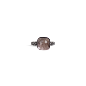 Bague Nudo - Or Rose 18kt, Obsidienne, Diamant Noir Traité