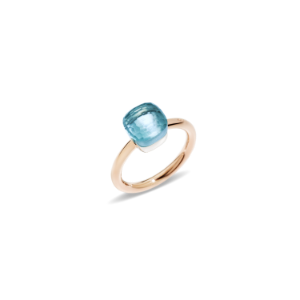 Nudo Petit Ring - Rose Gold 18kt, White Gold 18kt, Blue Topaz