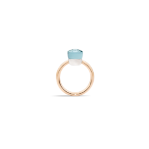Anillo Nudo Petit - Oro Rosa 18kt, Oro Blanco 18kt, Topacio Azul