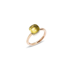 Kleiner Ring Nudo - Roségold 18kt, Weißgold 18kt, Zitronenquarz