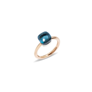 Kleiner Ring Nudo - Roségold 18kt, Weißgold 18kt, Blauer Topas