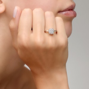 Anillo Nudo Solitaire - Oro Rosa 18kt, Oro Blanco 18kt, Diamante