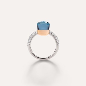 Nudo Petit Ring - White Gold 18kt, Rose Gold 18kt, Blue London Topaz, Turquoise, Diamond