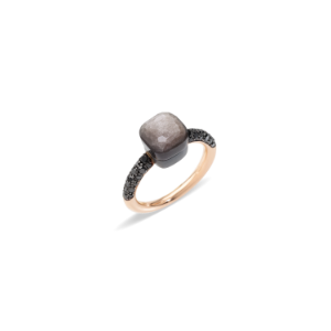 Nudo Petit Ring - Rose Gold 18kt, Obsidian, Treated Black Diamond
