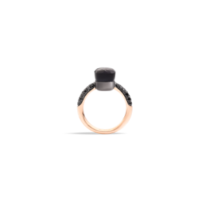 Kleiner Ring Nudo - Roségold 18kt, Obsidian, Behandelten Schwarzen Diamanten