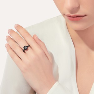Nudo Petit Ring - Rose Gold 18kt, Obsidian, Treated Black Diamond