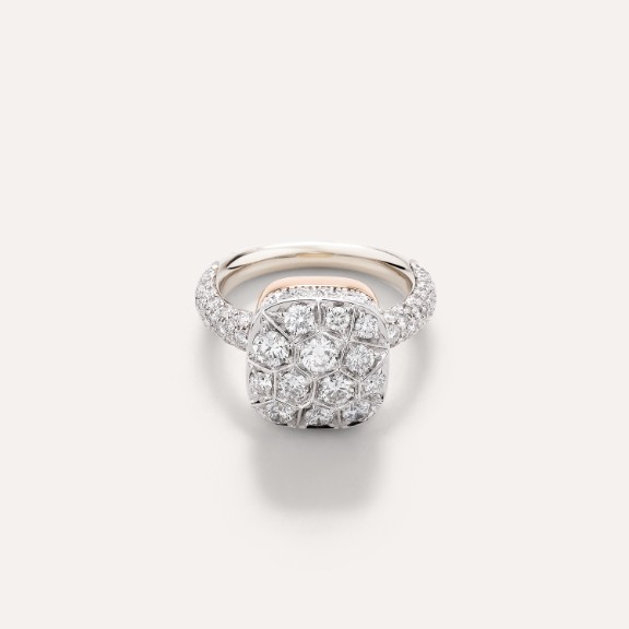 Pomellato 18kt Rose and White Gold Nudo Diamond Ring - AB704GO6B9 White