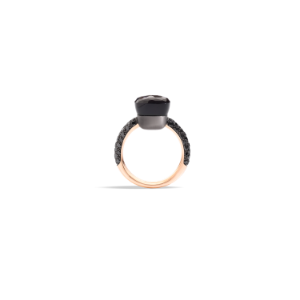 반지 누도 - 로즈골드 18kt, 옵시디언, 가공 블랙 다이아몬드