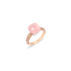 Klassischer Ring Nudo Aus Rosenquarz - Weißgold 18kt, Roségold 18kt, Rosenquarz, Brauner Diamant
