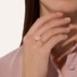 로즈 쿼츠 누도 클래식 반지 - 화이트골드 18kt, 로즈골드 18kt, 로즈 쿼츠, 브라운 다이아몬드