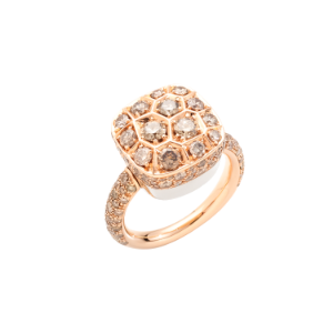 Solitaire Ring Nudo Assoluto - Weißgold 18kt, Roségold 18kt, Brauner Diamant