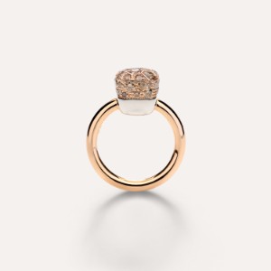 Ring Nudo Solitaire Petit - Weißgold 18kt, Roségold 18kt, Brauner Diamant