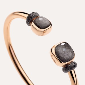 Armband Nudo - Roségold 18kt, Obsidian, Behandelten Schwarzen Diamanten