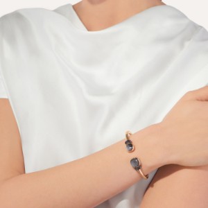 Bracelet Nudo - Or Rose 18kt, Obsidienne, Diamant Noir Traité