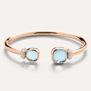 Bracelet Nudo - Or Rose 18kt, Topaze Bleue, Diamant