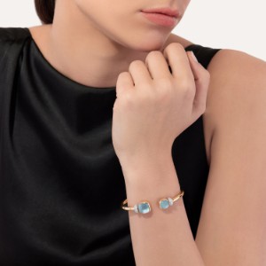 Armband Nudo - Roségold 18kt, Blauer Topas, Diamant