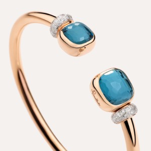 Bracelet Nudo - Or Rose 18kt, Topaze Bleue London, Diamant