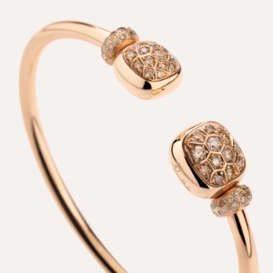 Bracelet Nudo - Rose Gold 18kt, Brown Diamond, White Topaz