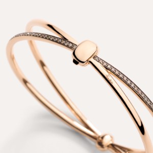 Bracelet Jonc Pomellato Together - Or Rose 18kt, Diamant Brun