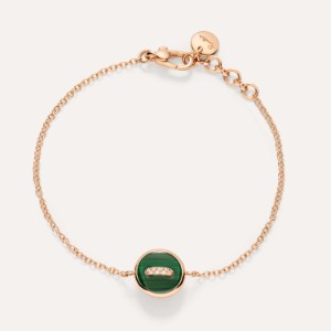 Bracelet Pom Pom Dot - Or Rose 18kt, Nacre, Diamant, Malachite