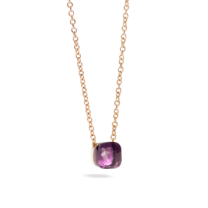 Pendant With Chain Nudo - Rose Gold 18kt, White Gold 18kt, Amethyst