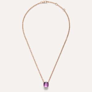 Pendant With Chain Nudo - Rose Gold 18kt, White Gold 18kt, Amethyst