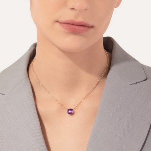 Nudo Petit Necklace With Pendant - Rose Gold 18kt, White Gold 18kt, Amethyst