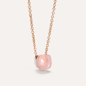 Nudo Classic Necklace With Pendant - Rose Gold 18kt, White Gold 18kt, Rose Quartz