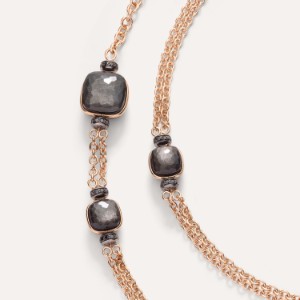 Necklace Nudo - White Gold 18kt, Rose Gold 18kt, Obsidian, Treated Black Diamond