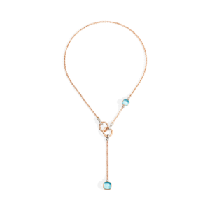 Necklace Nudo - White Gold 18kt, Rose Gold 18kt, Diamond, Blue Topaz