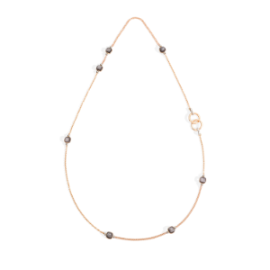 Halskette Nudo - Roségold 18kt, Weißgold 18kt, Obsidian