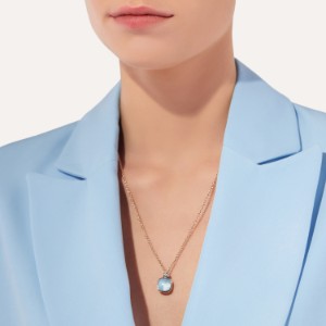 Collar Nudo - Oro Blanco 18kt, Oro Rosa 18kt, Diamante, Topacio Azul