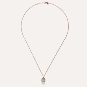 Necklace Nudo Classic - Rose Gold 18kt, Diamond, Prasiolite