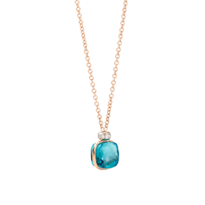 Nudo Classic Necklace With Pendant - White Gold 18kt, Rose Gold 18kt, Diamond, Blue London Topaz