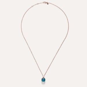 Nudo Classic Necklace With Pendant - White Gold 18kt, Rose Gold 18kt, Diamond, Blue London Topaz
