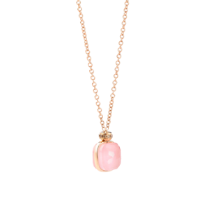 Nudo Classic Necklace With Pendant - White Gold 18kt, Rose Gold 18kt, Rose Quartz, Chalcedony, Diamond