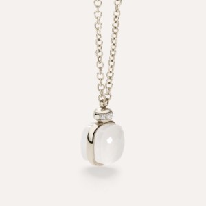 Necklace With Pendant Nudo Milky - White Gold 18kt, Diamond