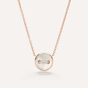 Pom Pom Dot Necklace With Pendant - Rose Gold 18kt, Mother-of-pearl, Diamond