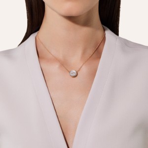 Pom Pom Dot Necklace With Pendant - Rose Gold 18kt, Mother-of-pearl, Diamond